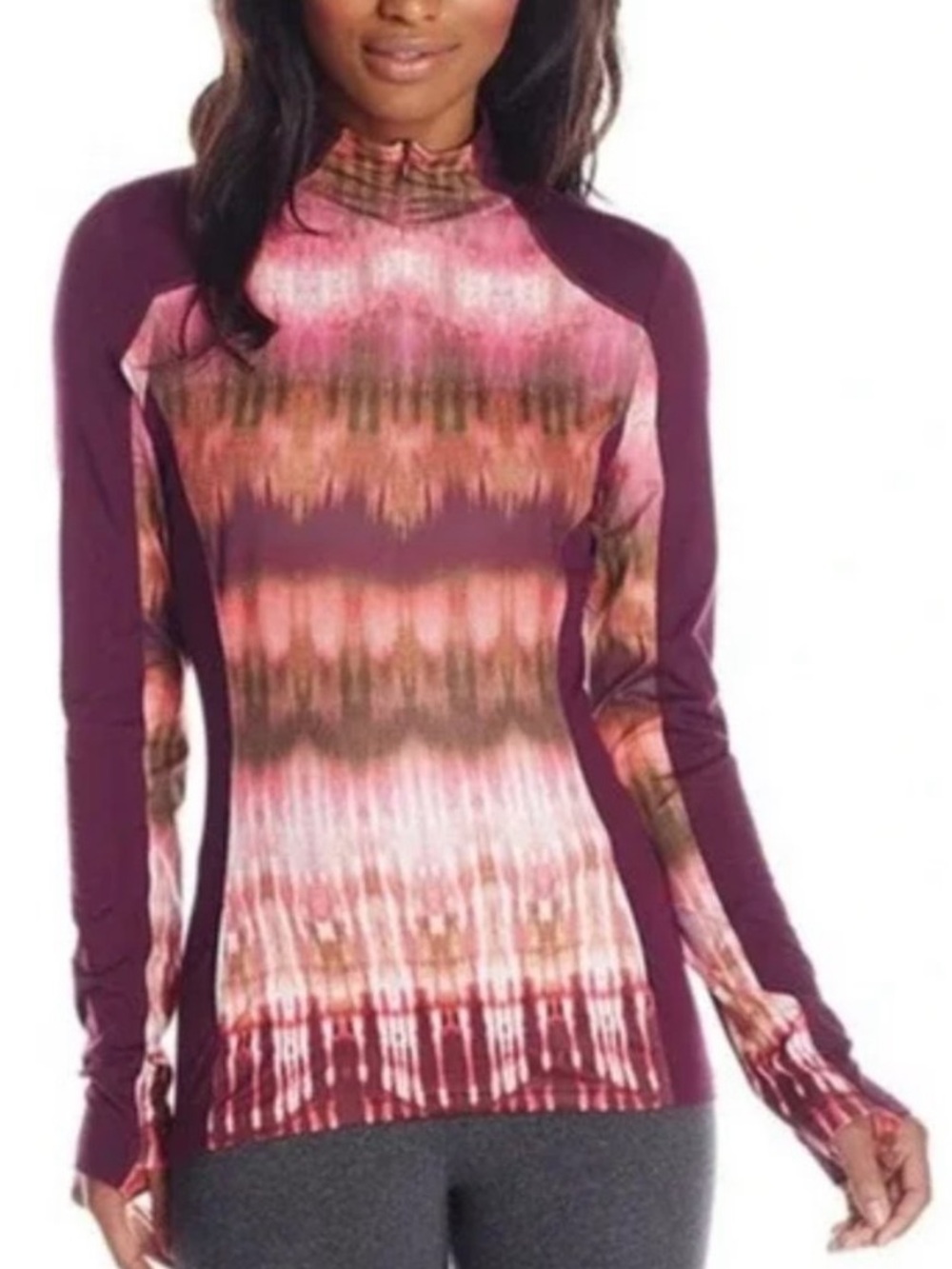 PrAna Sierra Plum 1/4 Zip Long Sleeve Top Size Medium
